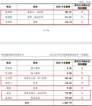 近1000万元 研发投入不及销售费用一半凯发k8国际悍高集团IPO七高管年薪合计(图2)